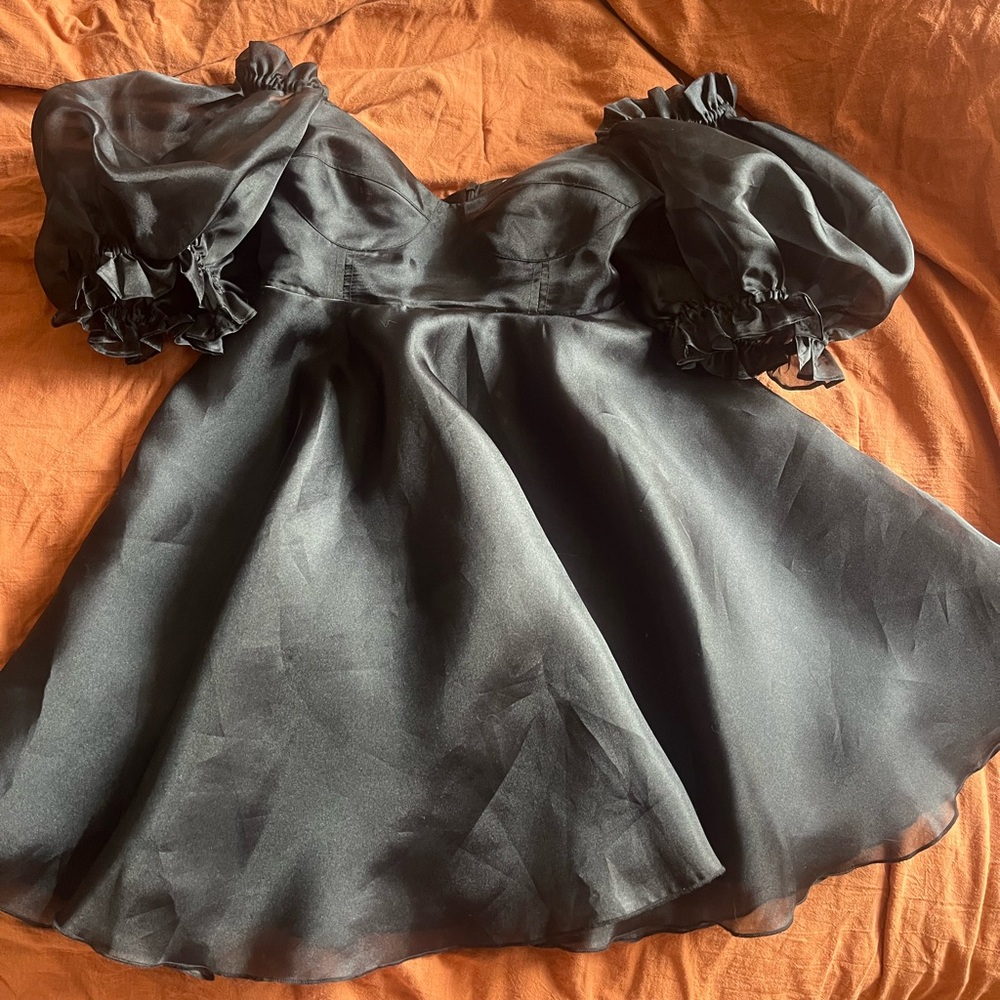 Xs black mini babydoll selkie dress